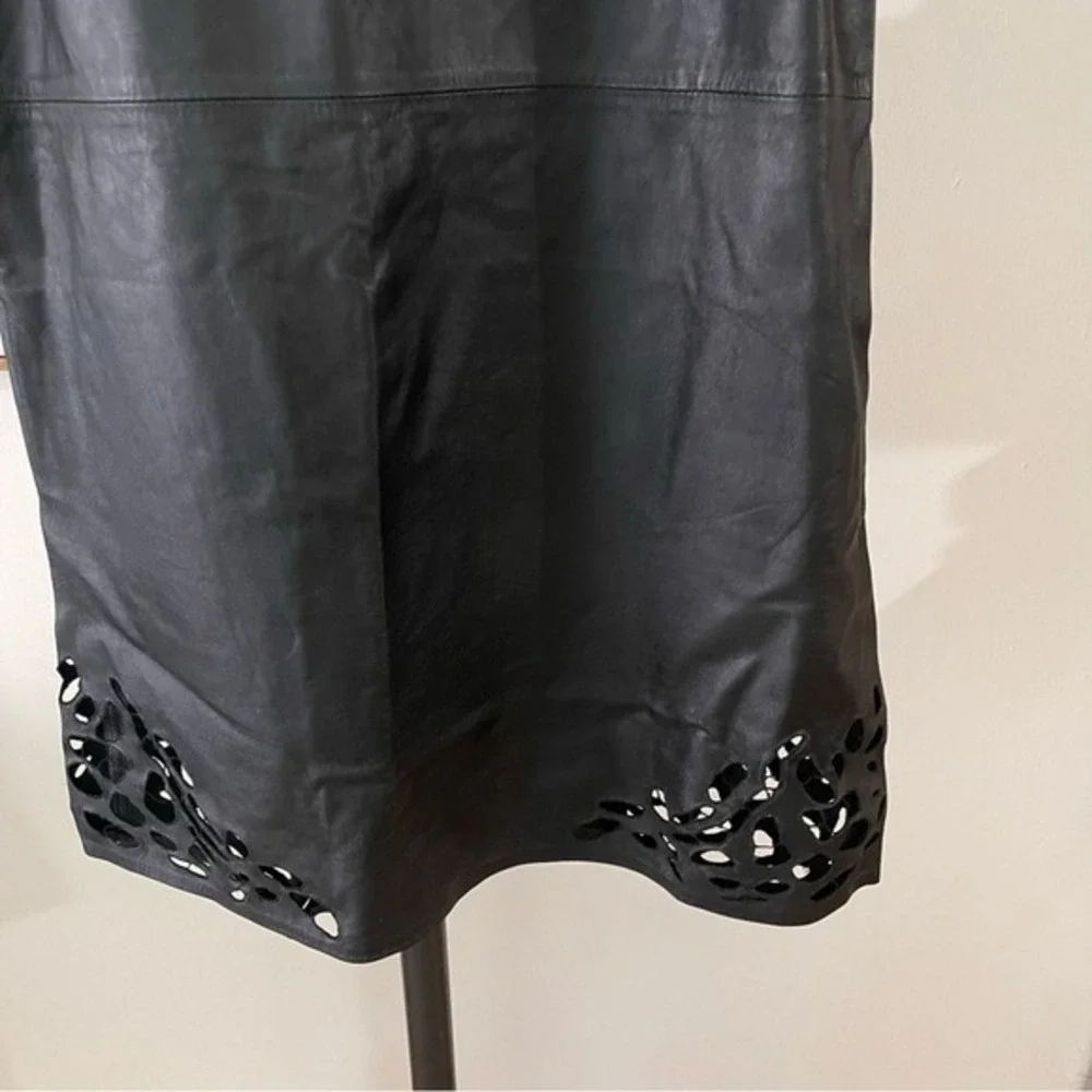Shakuhachi leather Embroidered shift dress‎ Black Size medium
